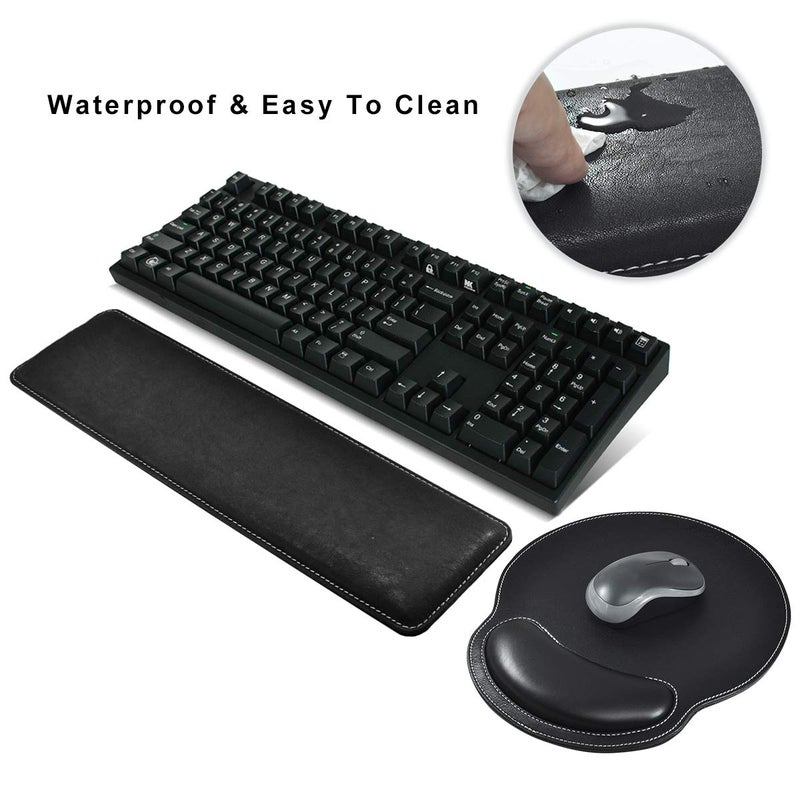 MAIDERN Keyboard Wrist Rest and Mouse Wrist Rest Pad PU Leather, Memory Foam Set for Computer/Laptop/Mac, Durable & Comfortable & Lightweight for Easy Typing & Pain Relief - Black - Image 4